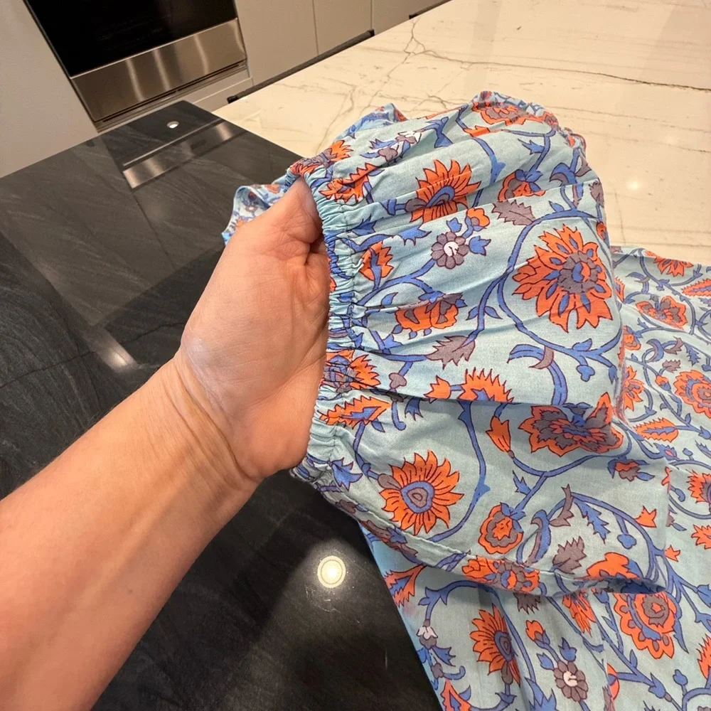 Sundry Blue Puff Sleeve Tunic with Ruffled Tiers - Picture 7 of 9